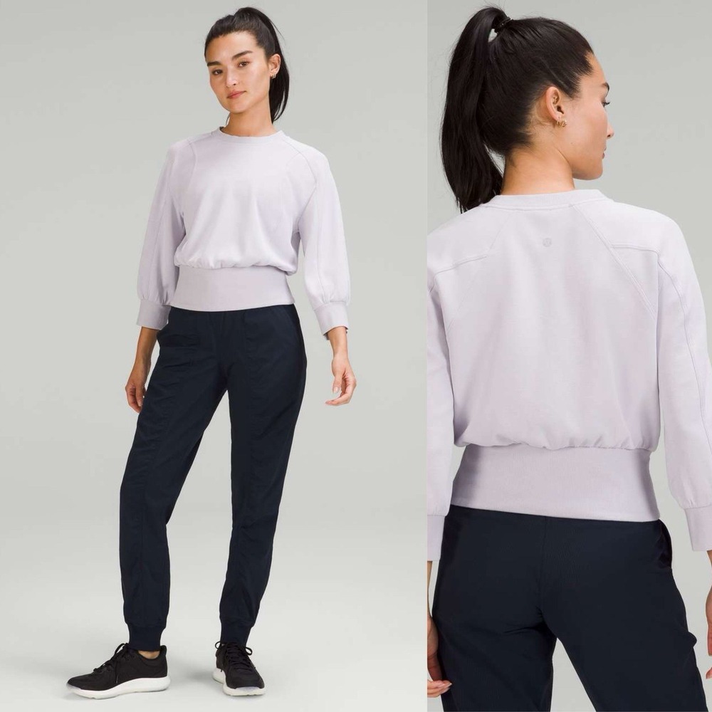 Lululemon Softstreme Ribbed-Hem Pullover Faint Lavender 3/4 Sleeve Size 8